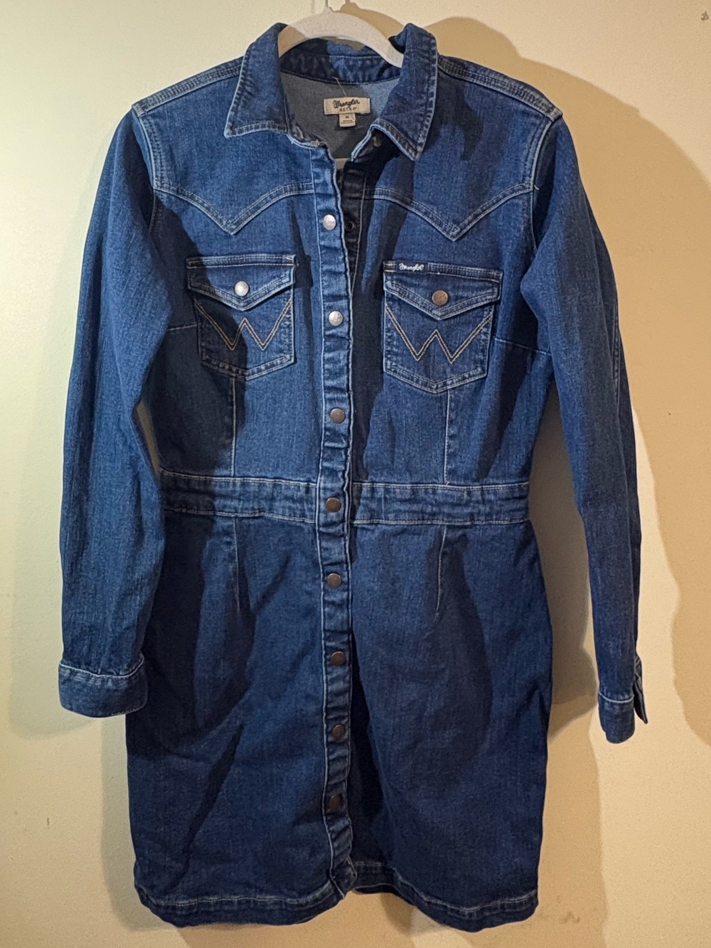 Wrangler Retro denim jacket dress women’s medium western-style yoke stitching